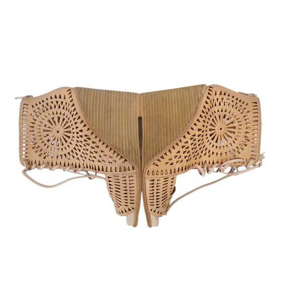 Jeffrey Campbell Rodillo Wedge Sandals Size 9 Tan Leather Lace Up #1257 - Picture 6 of 10